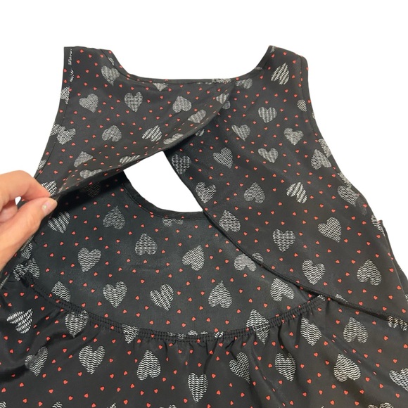 Bozzolo Sleeveless Heart Print High Low Open Back Red Black & White Top Size S - Picture 7 of 12